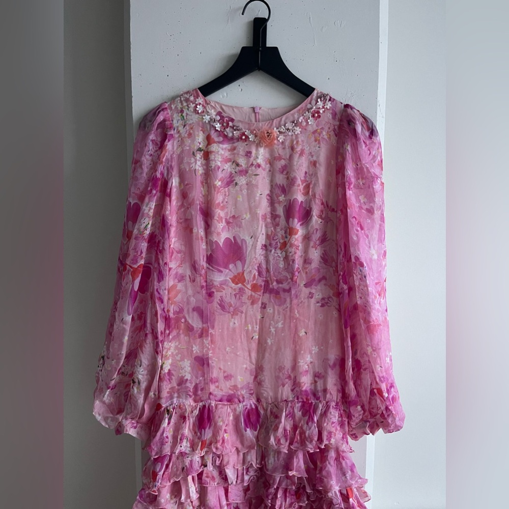 Salvatore Piccione SS20 Floral 100% Silk Maxi Dress in Pink Size 42 - Picture 2 of 10